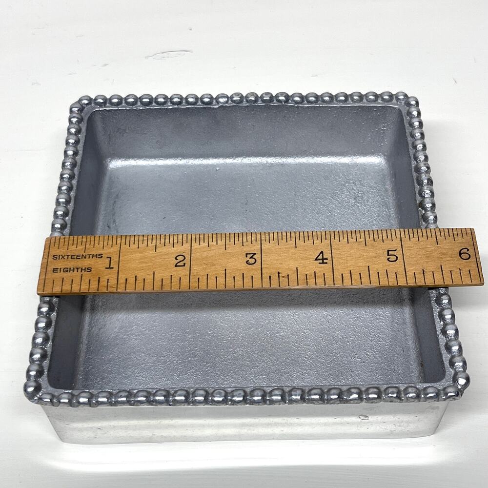 Mariposa Square Cocktail Napkin Tray With String Of Pearls Rim - Picture 5 of 5